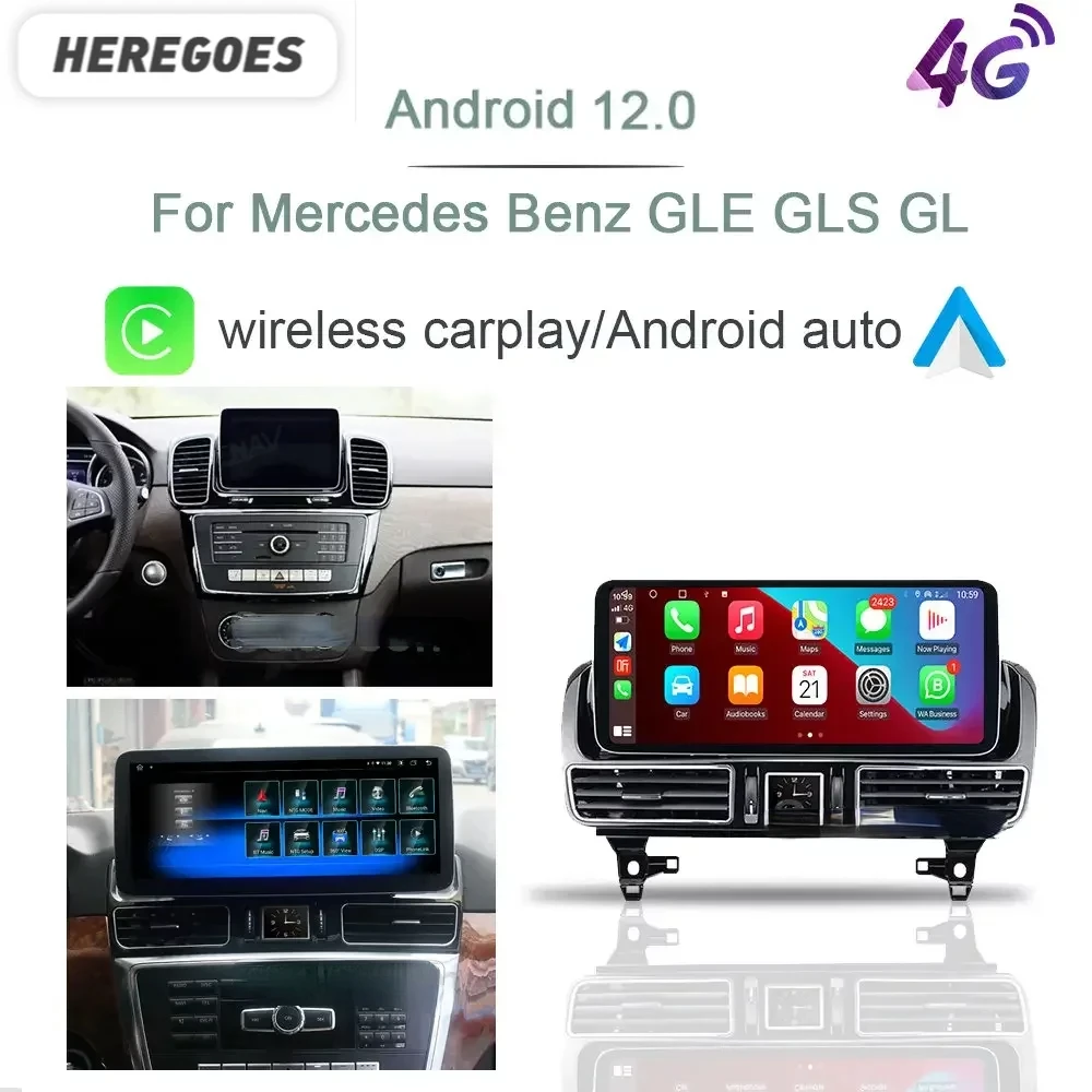 

Wireless Carplay 12.3" Auto Android 13.0 Car DVD Player 8G+128GB GPS Radio for Mercedes Benz GLE GLS GL ML W166 X166 2012-2019