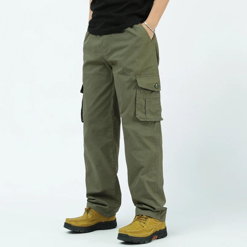 Brand Casual Pants Men Cargo Pants Cotton Loose Trousers Mens Pants Overalls Multi Pocket Straight Outdoor Work Joggers 5XL