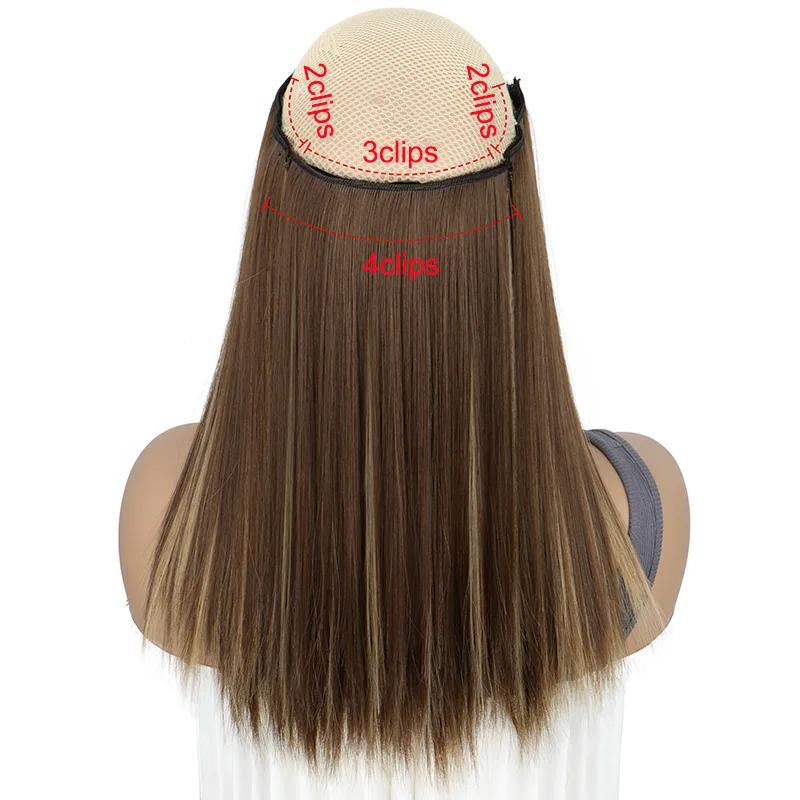 WIGSIN 14Inch Synthetic 4pcs/set Short Straight Clip-In Hair Extensions Black Blonde Hairpiece Easy to Wear for Women