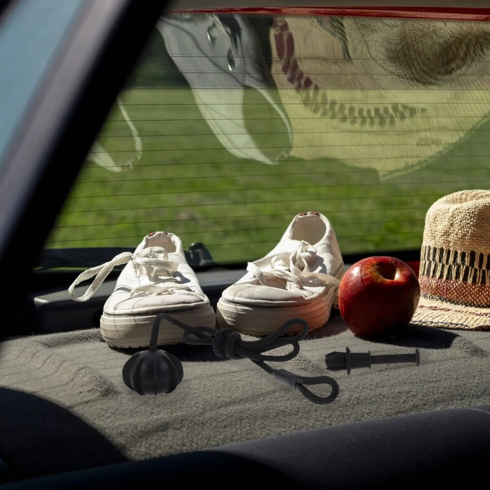 

2Sets Trunk Partition Lanyard Hanging Rope Car Boot Rear Strings Hook Clips Adjustable Bungee Straps for Parcel Shelf Black Car