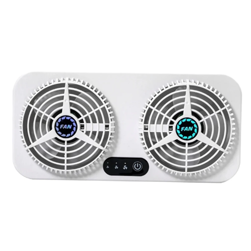 1 Set Dual-Head Car Fan White Color 3 Speed Settings USB Interface 5V High Quality ABS Material For Car Interior Air Circulation