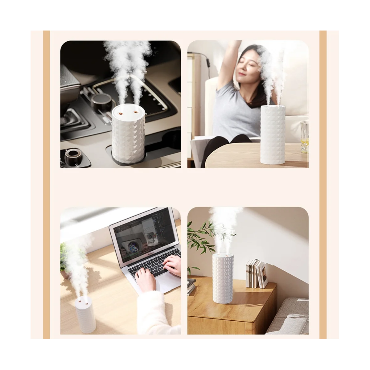 Portable Mini Air Humidifier USB Ultrasonic Oil Diffuser Home Anion Mist Maker White B