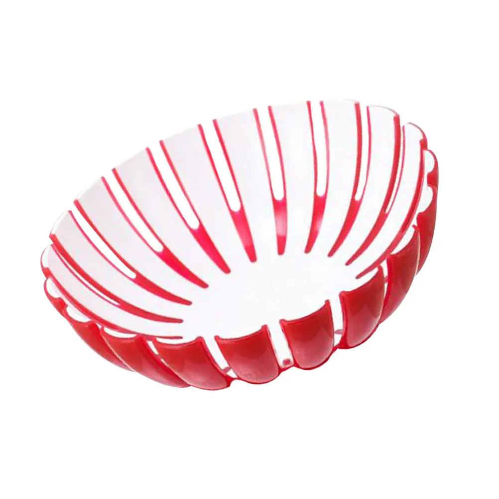 

Stylish Plastic Fruit Bowl Snack Plate Salad Container Household Dessert Tray Decorative Bowl For Home Restaurant Red Color