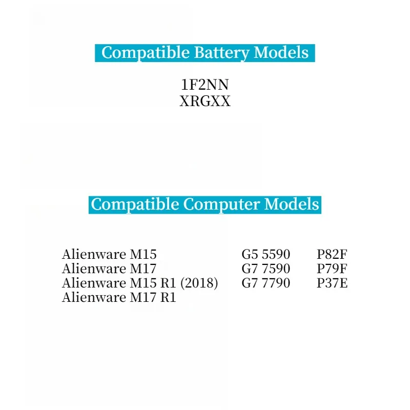 Brand New 1F22N 15.2V 3750mAh Gaming Laptop Battery For Alienware M15 R1(2018) M17 R1 P79F P37E Replacement Notebook Battery