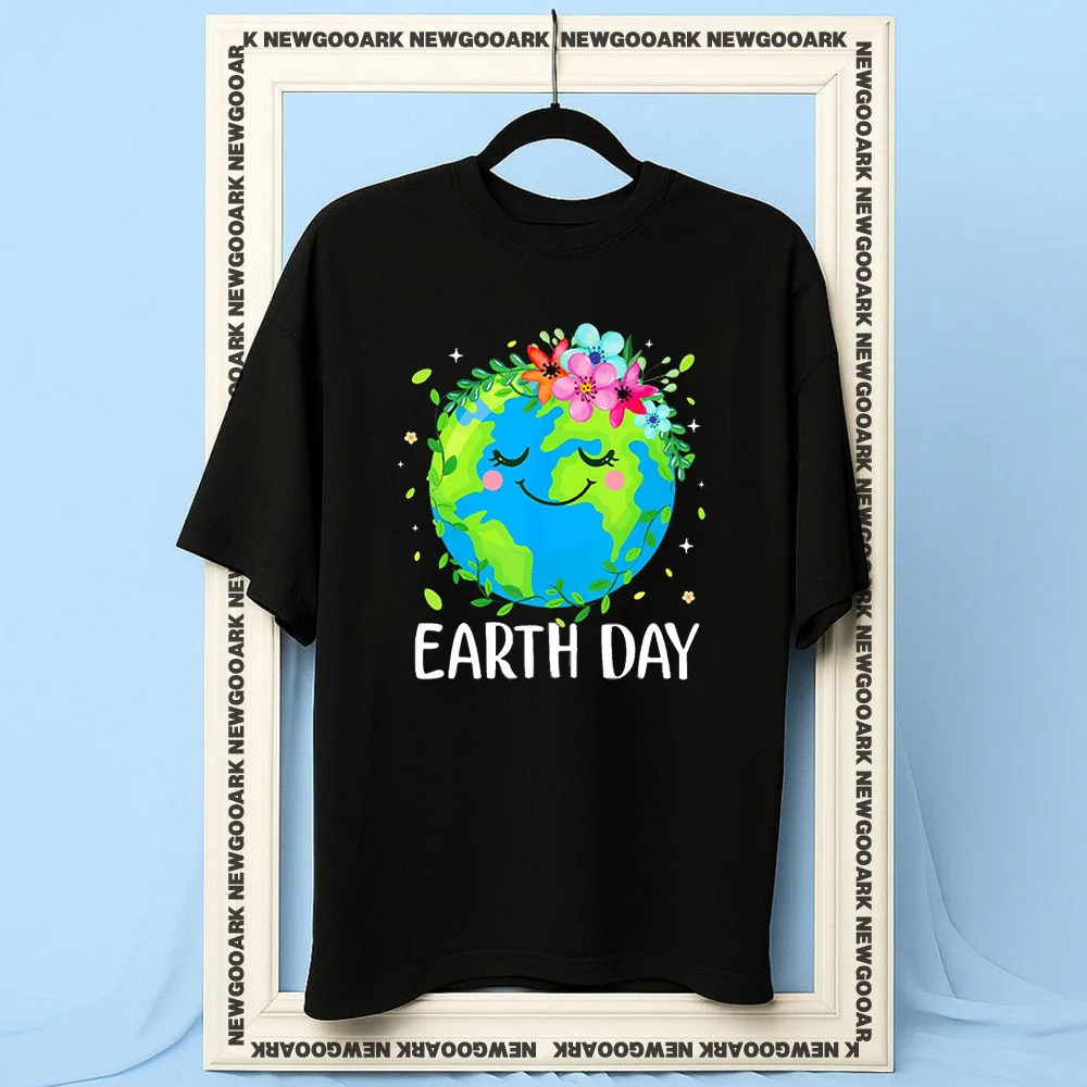 Happy Earth Day 2026 Floral Planet t-shirt woman man Casual cotton printed t shirts Adult O-neck summer outdoors tee