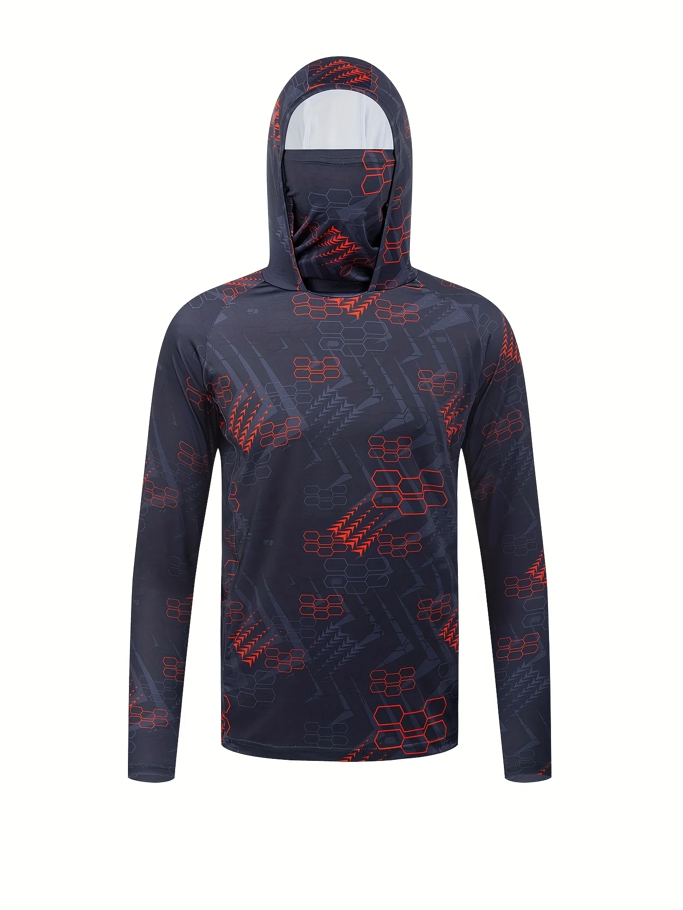 Camiseta de manga larga para hombre, estilo americano, con estampado creativo de camuflaje y grafiti, suave y transpirable, para pesca, informal, para exteriores.