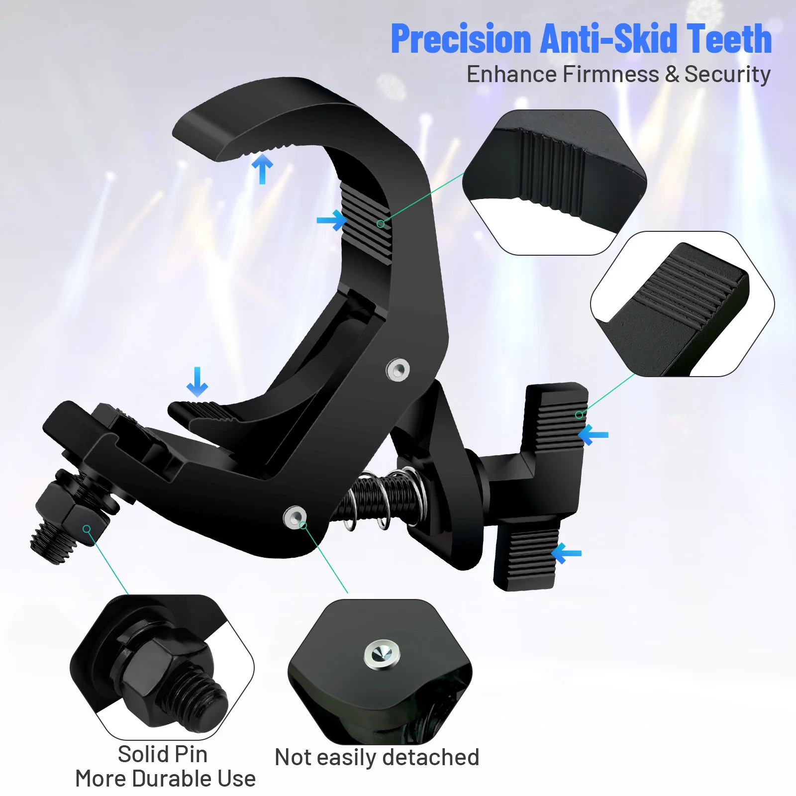Professional High Quality Quick Lock Stage Light Truss Clamp for Moving Head PAR Light Hook Hanger Aluminum Black Silver