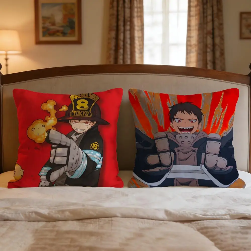 Anime Fire Force Cushion Cover 4Pcs Decorative Covers Soft Cushion Case for Sofa Couch Decor 40x40 45x45 Pillowcases