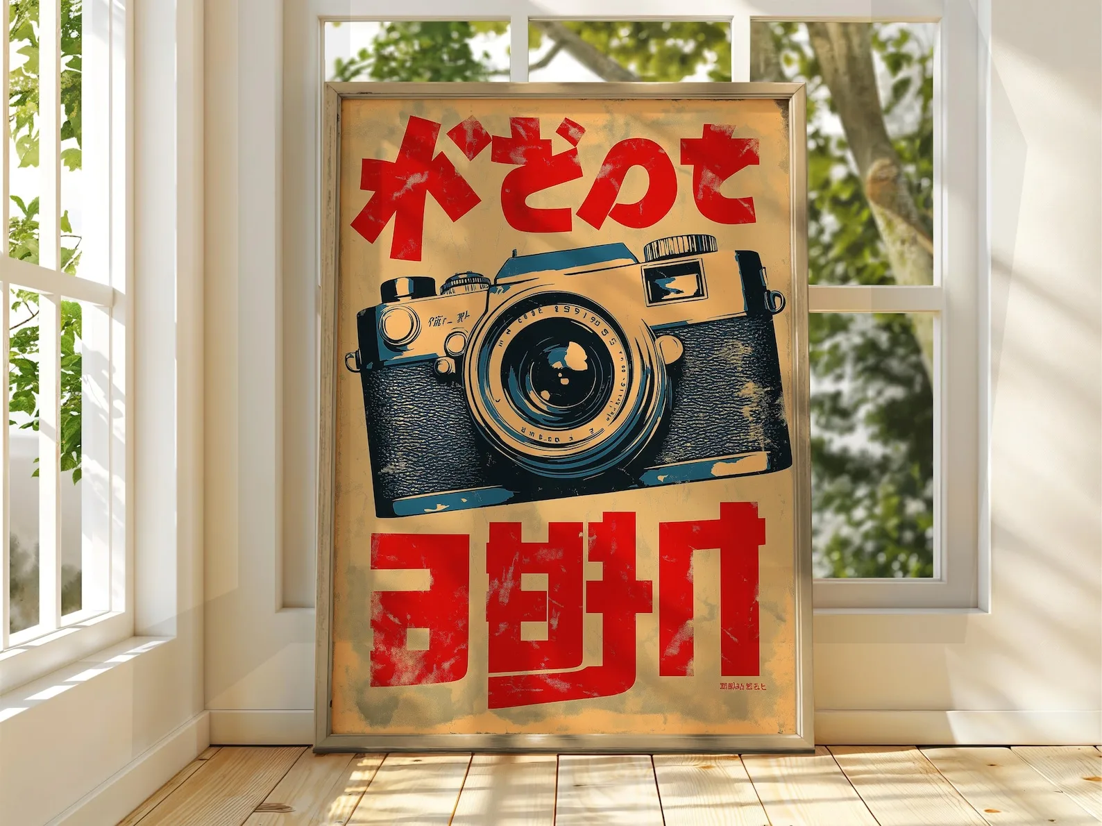 Vintage Camera Canvas Painting Frameless Retro Japanese Style Poster, Photography Wall Art, Aesthetic Room Decor for Studio Room