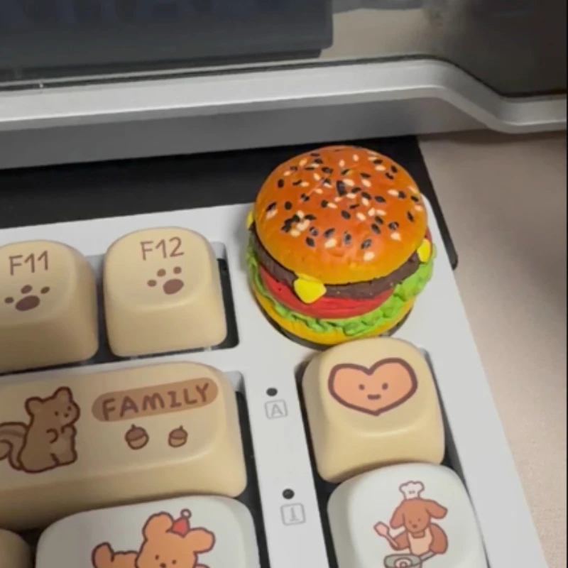 

Hi75 Rotary Knob Cap 3D Peripherals Hamburger-themed Keycaps Personalized Resin Handmade Cute Keycaps for Mechanical Keyboard