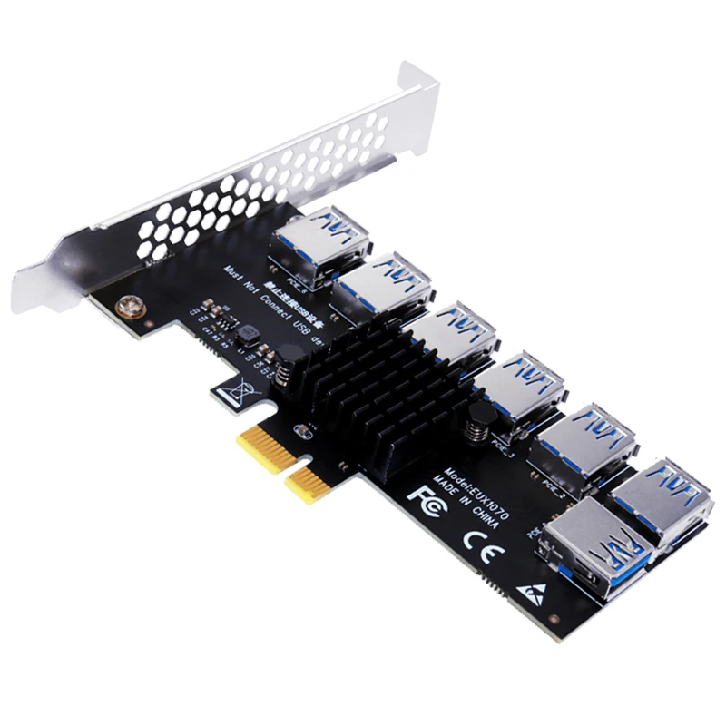 Riser moltiplicatore PCI Express oro PCIE da 1 a 7 PCI Express X16 USB Miner Adapter Extender PCI-e Riser per PC scheda grafica Mining