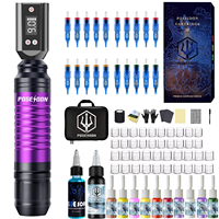 Tattoo Kit POSEIDON New Battery Tattoo Pen Kit For Permanent Makeup Tattoo Machine Kit Hot Tattoo Power Supply Tattoo Gun Kit