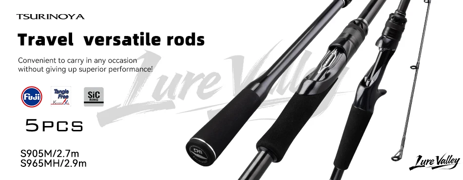 TSURINOYA LURE VALLEY Reiserute 5-teilige Expeditions-Angelrute 1,98m 2,08m 2,28m 2,44m 2,7m FUJI Guide Spinning Casting Rute – Detail 1