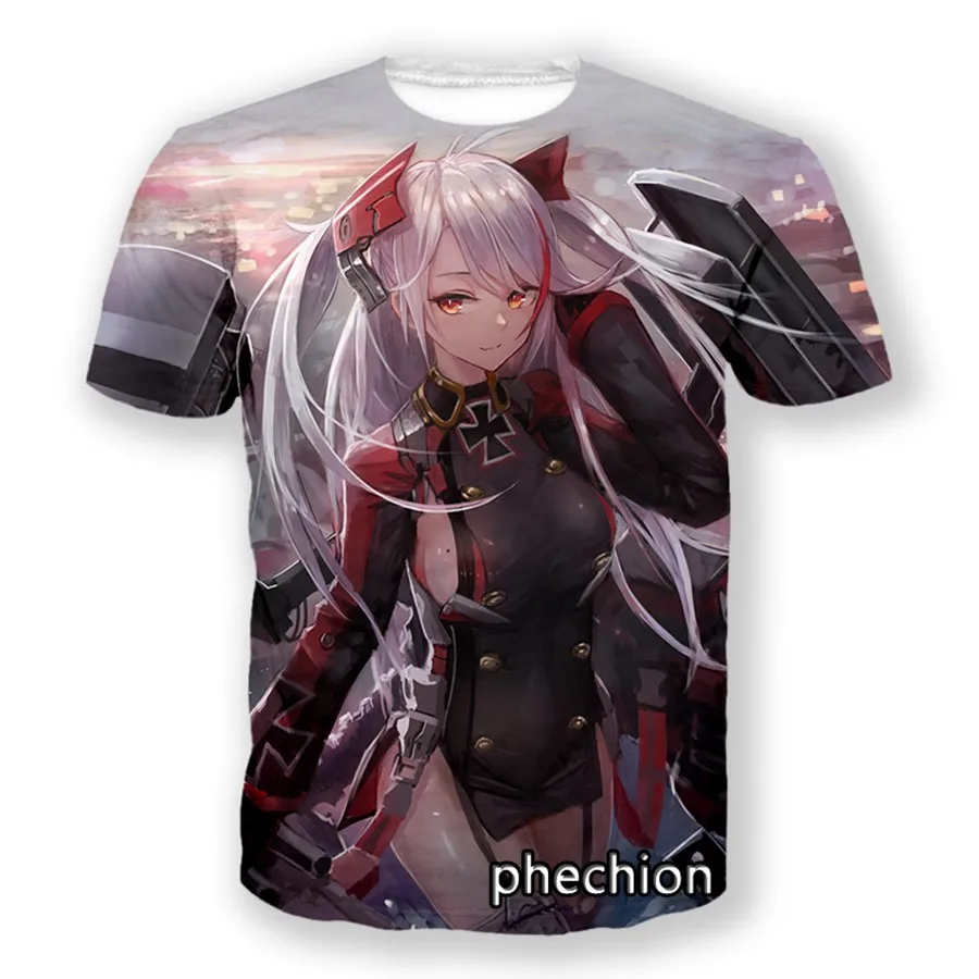 phechion New Fashion Men/Women Azur Lane 3D Print Short Sleeve T-Shirt Casual Hip Hop Summer T Shirt Tops S132