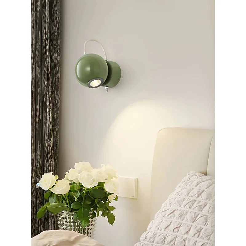 Cream Style Bedroom Living Room Corridor Wall Light LED Creative Simple Magnetic Angle Adjustable Switch Small Wall Light