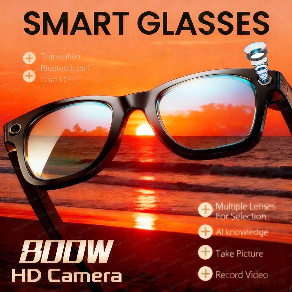 4K كاميرا AI النظارات الذكية جديد الرجال التقاط الصور التعرف على الأشياء الموسيقى دعوة النظارات الشمسية الترجمة تسجيل نظارات امرأة