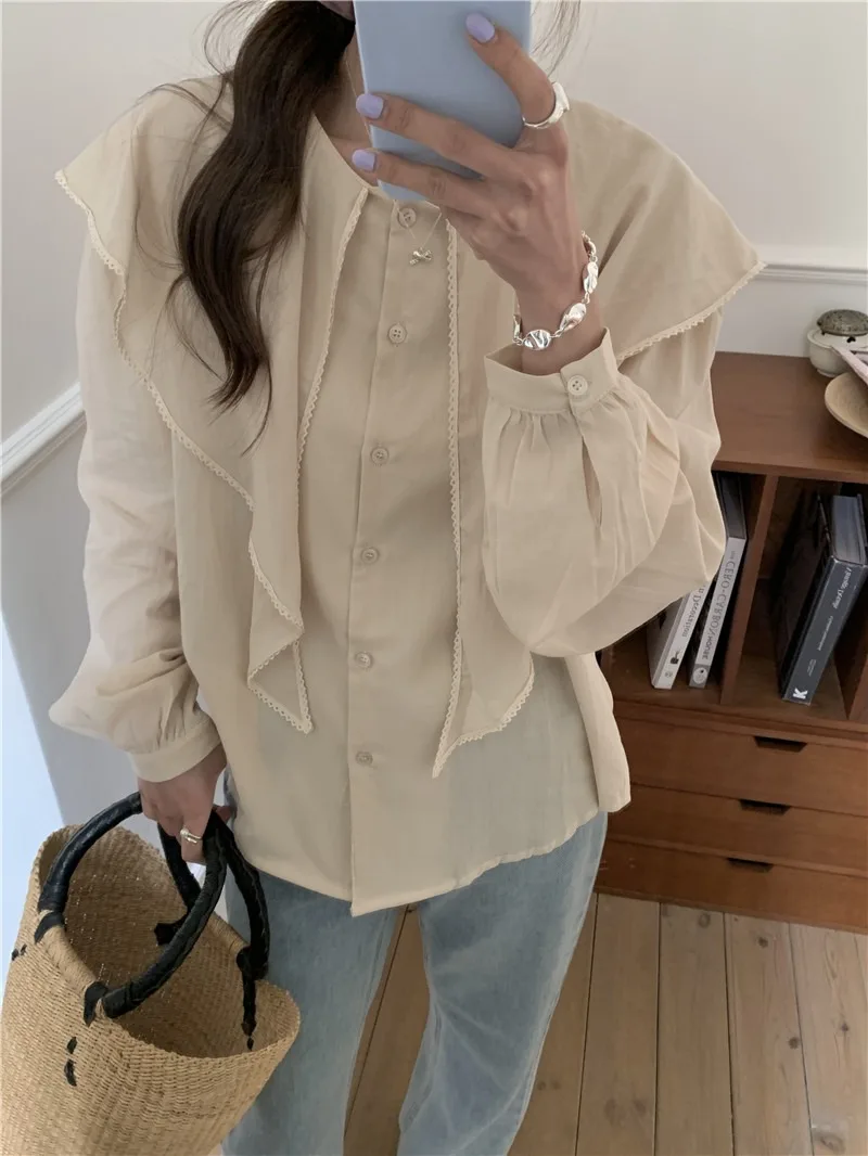 Summer Women Blouse Spring Shirt Female Woman Blouse Maxi Blusas Chiffon Casual Elegant Vintage Long Sleeve Oversize Loose White
