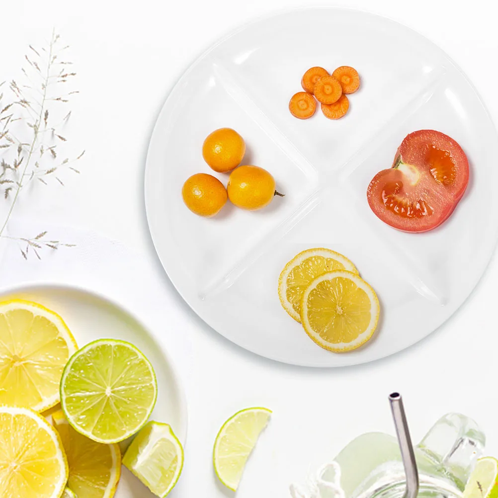 

2pcs Divided Plates Multi grid Storage Compartment Snack Tray Melamine Fruit Dish Food Serving Plate Kitchen Bar Accessories