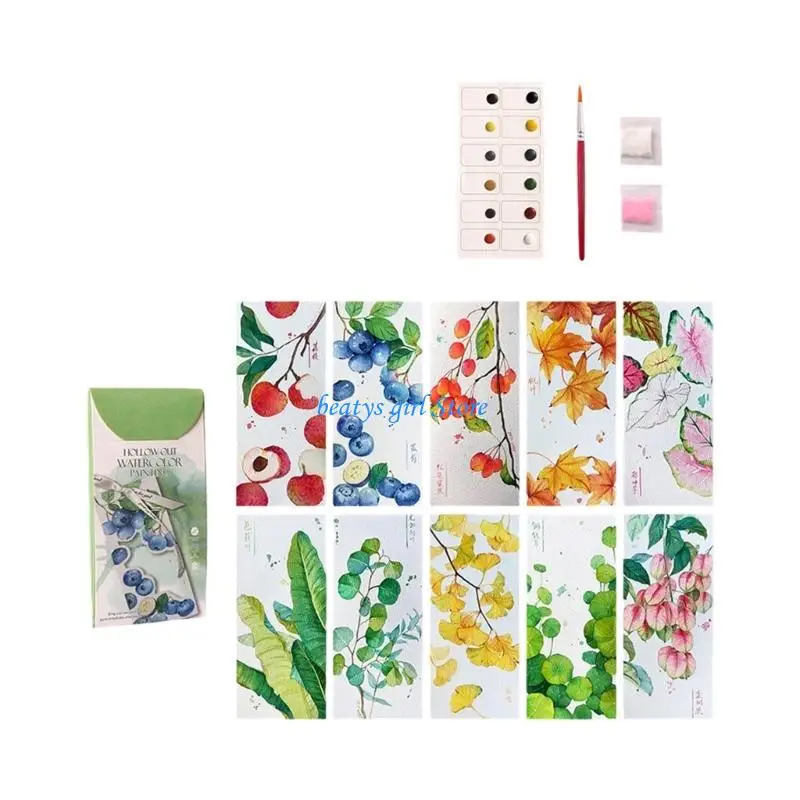 

C7AB Reusable Plastic Watercolor Bookmarks Set With Non Toxic Paints For Classroom Activities And Family Art Time