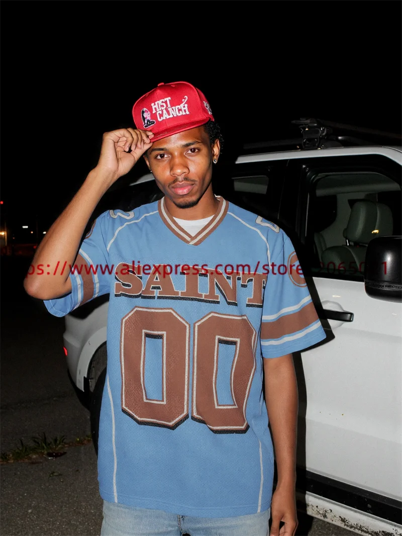 التجفيف السريع سانت شبكة تي شيرت الرجال النساء أعلى جودة المتضخم الأزرق المحملة عارضة عدد 00 تي شيرت