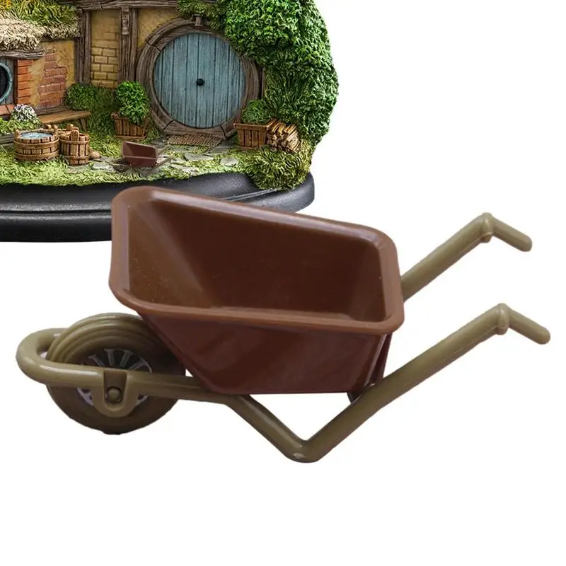 Toy Wheelbarrow Figurine Miniature Dollhouse Tools Mini Cart Models Dollhouse Simulation Barrows Garden Cart Decor For Pot