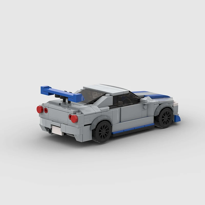 MOC Skyline GTR Racing R34 Sports Car Vehicle Fast Furious 2 Speed Champion Racer Building Blocks Brick Creative Garage Toy Boy