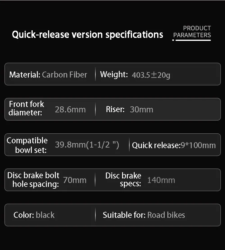 TOSEEK شوكة أمامية للدراجة من ألياف الكربون بالكامل لـ 32C أقصى عرض الإطارات لقناة العمود الفقري أنبوب مستقيم مادة خفيفة الوزن