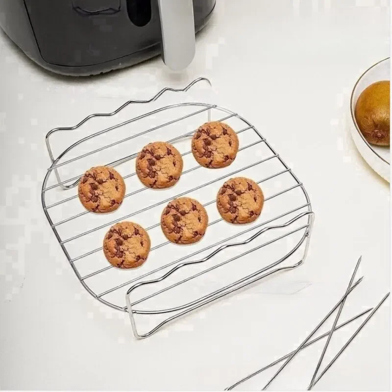 Air Electric Fryer Accessories Stainless Steel Double Layer Grill Rack Steam Rack Air Fryer Rack view 5
