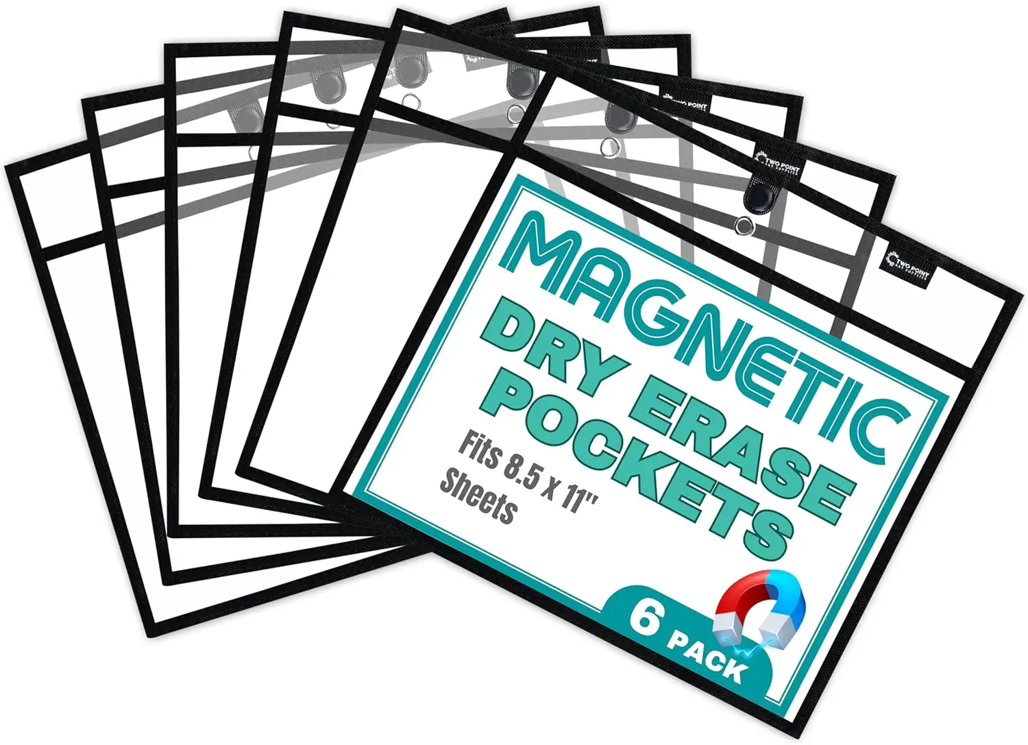 

Magnetic Dry Erase Pockets, 6-Pack, Clear Sleeves with Magnet Tab for Fridge, Whiteboard, Locker