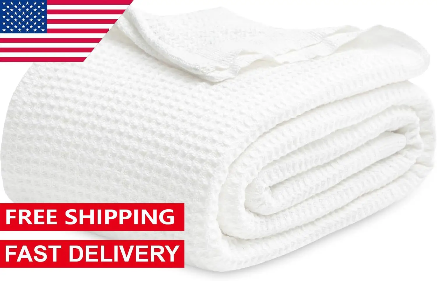 

2025 NEW 90x90 Inches100% Cotton Blanket Queen Size for Bed - Waffle Weave Soft Blanket, Lightweight and Breathable