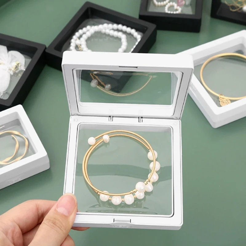 1/3PCS Transparent Floating Storage Box Plastic PE Film Jewelry Packaging Box for Necklace Ring Earring Collectible Display Box