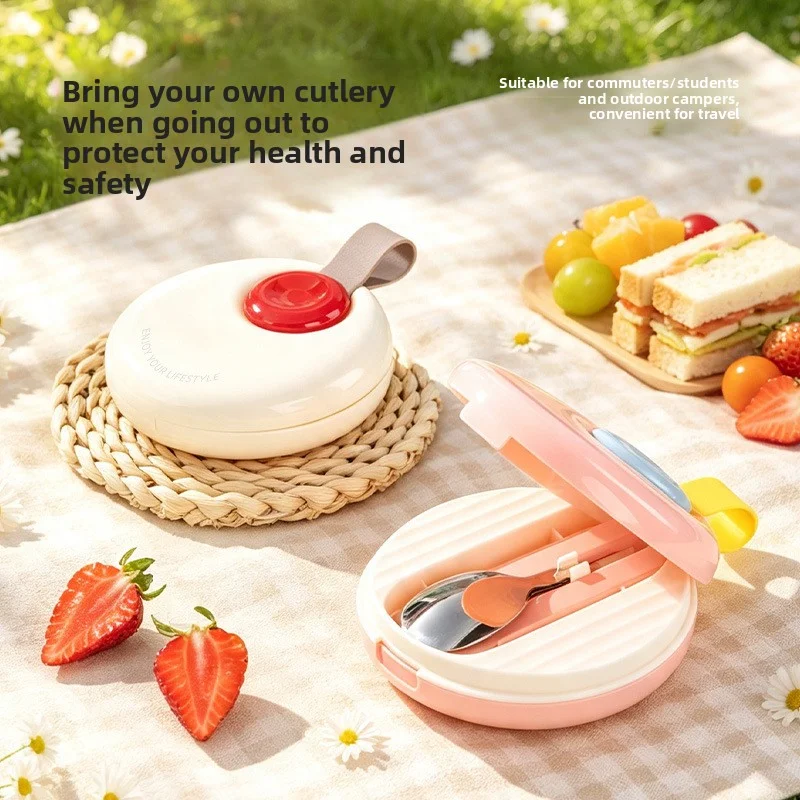 Camping Cooking Kit Box - 304 roestvrijstalen outdoor servies, ronde camping
