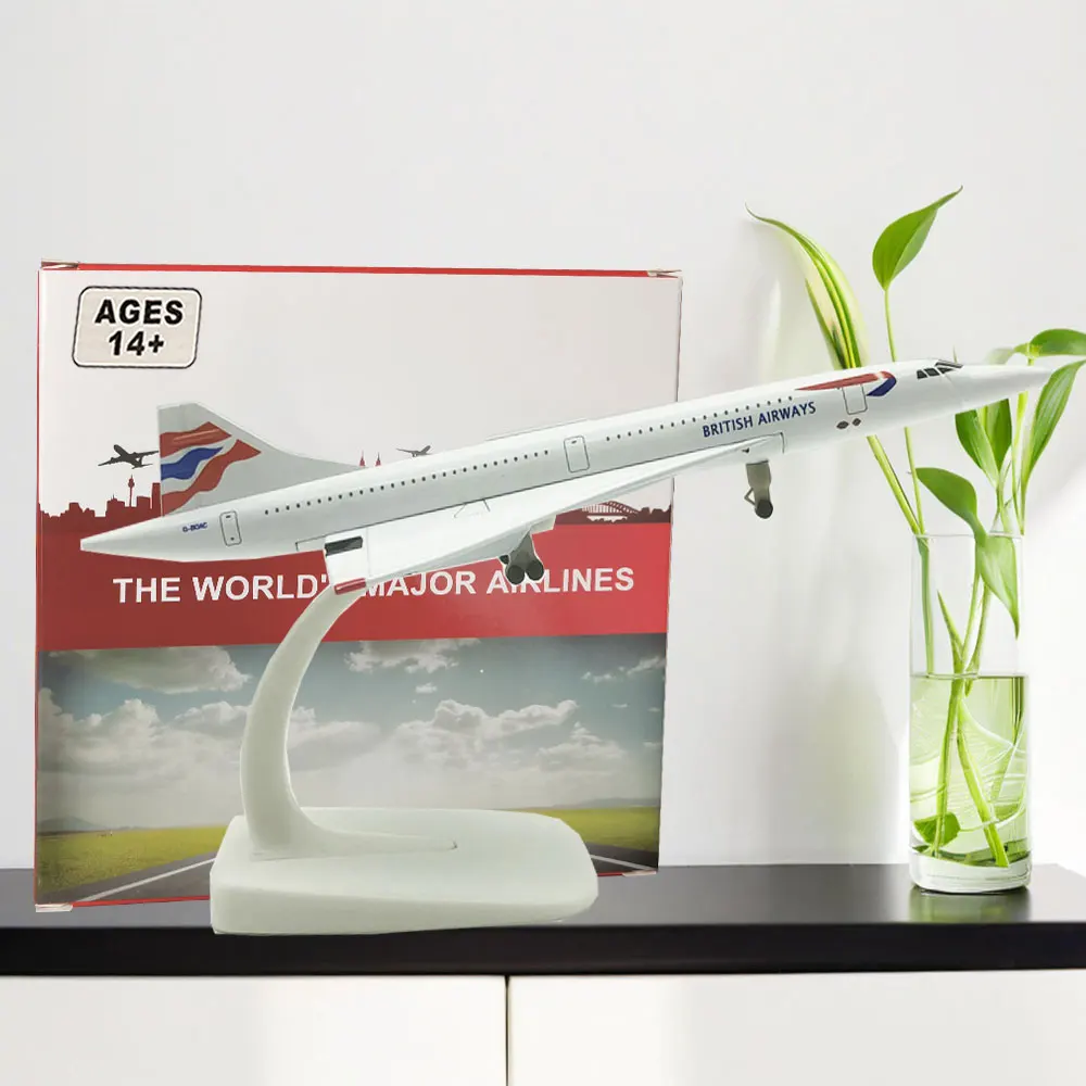 نماذج الطائرات كونكورد الخطوط الجوية البريطانية الخطوط الجوية 20 سنتيمتر سبيكة معدنية نموذج طائرة مع حامل الطائرات الديكور الهبوط