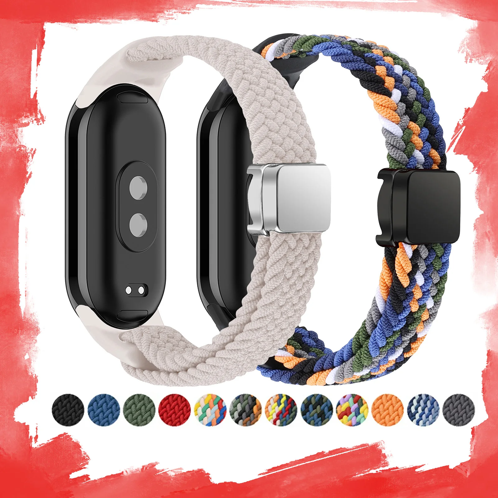 Braided Solo Loop for Xiaomi Mi Band 9 8 Strap accessories magnetic Nylon Replacement correa bracelet Miband9 Miband8 NFC bands