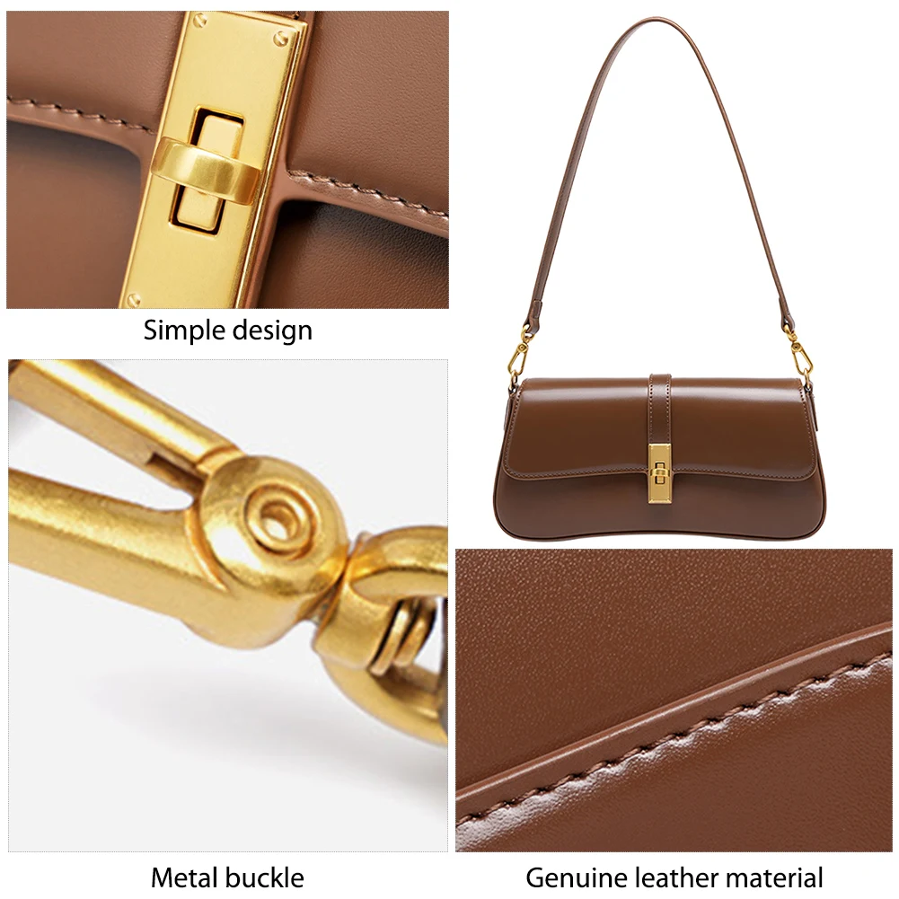 

Genuine Leather Underarm Bag Designer Fashion Handbag with Adjustable Strap Small Purse Trendy Crossbody Bag for Women