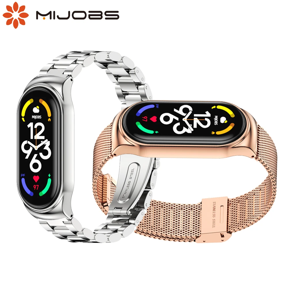 Mi Band 7 Nfc Strap Bracelet Miband 6 5 4 3 Metal Wristbands for Xiaomi Mi Band 6 Thép không gỉ Phụ kiện đồng hồ thông minh