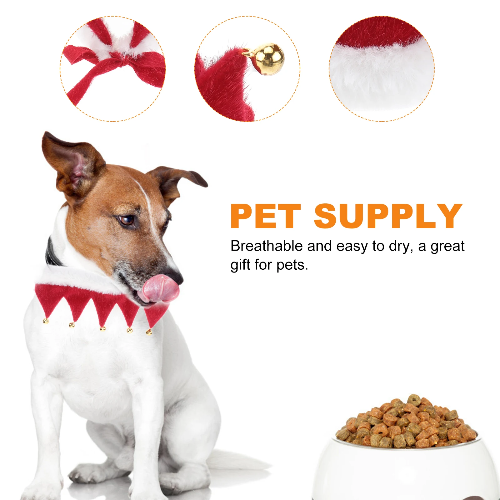 

Red Christmas Bell Pet Scarf Cat Puppy Neckwear Lightweight Stylish Party Costume Accessory Easy Clean