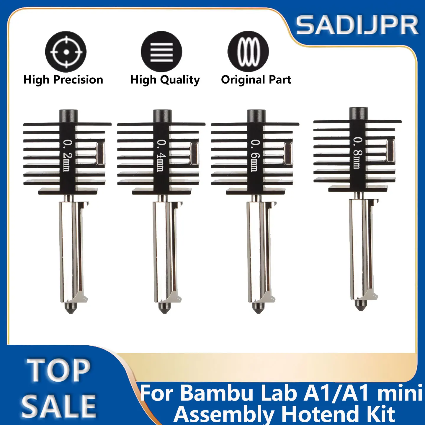 

For Bambu lab A1 mini Hotend Kit Hardened Steel Nozzle 0.2/0.4/0.6/0.8mm nozzle For Bambu lab 3D printer Accessory