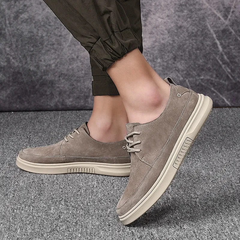 fashion men casual shoes cow suede leather spring men flats lace up male oxfords men genuine leather shoes zapatillas hombre