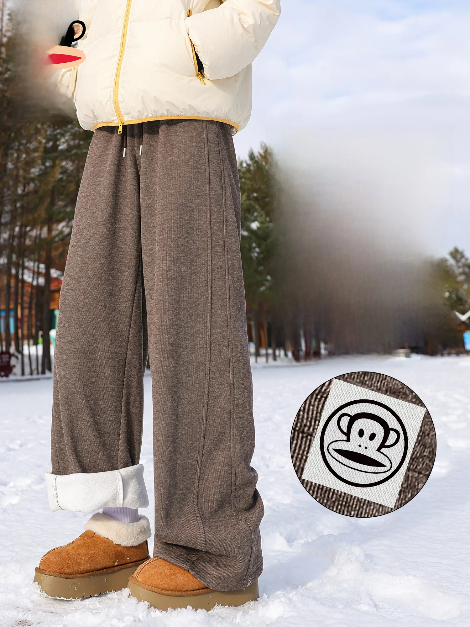 

Мужские зимние повседневные брюки Paul Frank из утолщенного вельвета, свободные, широкие, прямого кроя, модные, в городском стиле