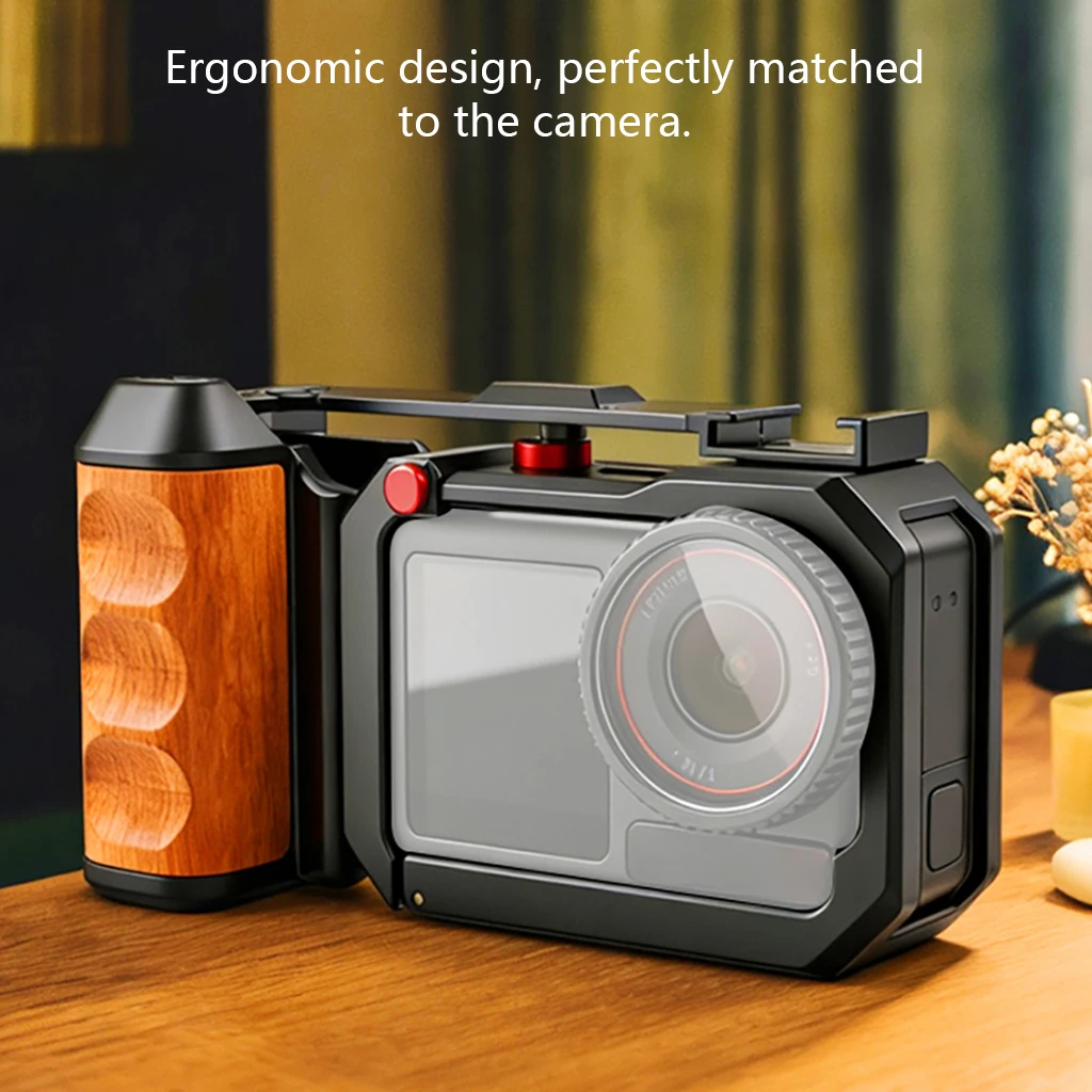 BGNing für DJI OSMO Action6 Kamerakäfig mit Holzgriff, Metallrahmen-Schutzkäfig für OSMO Action 5Pro 4 3 – Detail 11