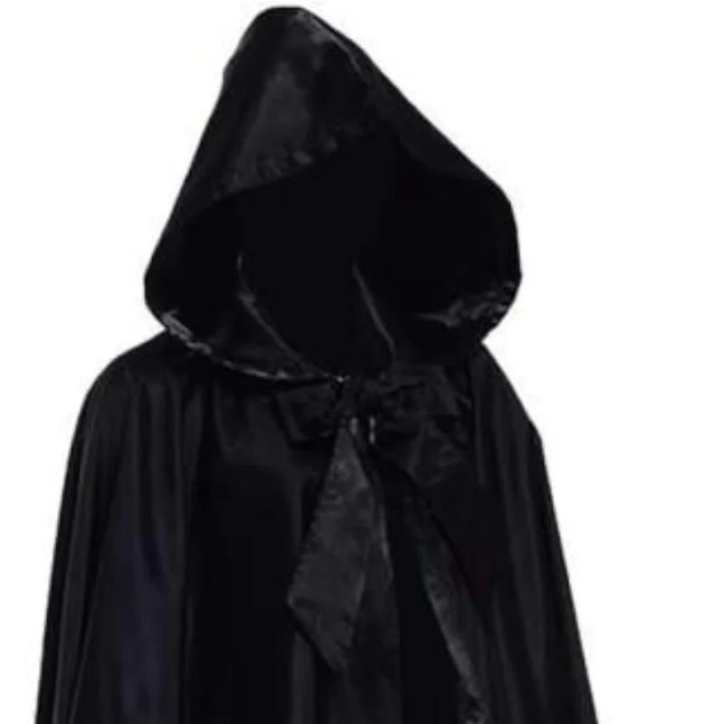 Witchcraft Vampire Robe for Adult, Hooded Long Cloak, Halloween Party, Cosplay Costume, Black, Medieval Cloaks, 2024 Hot Selling