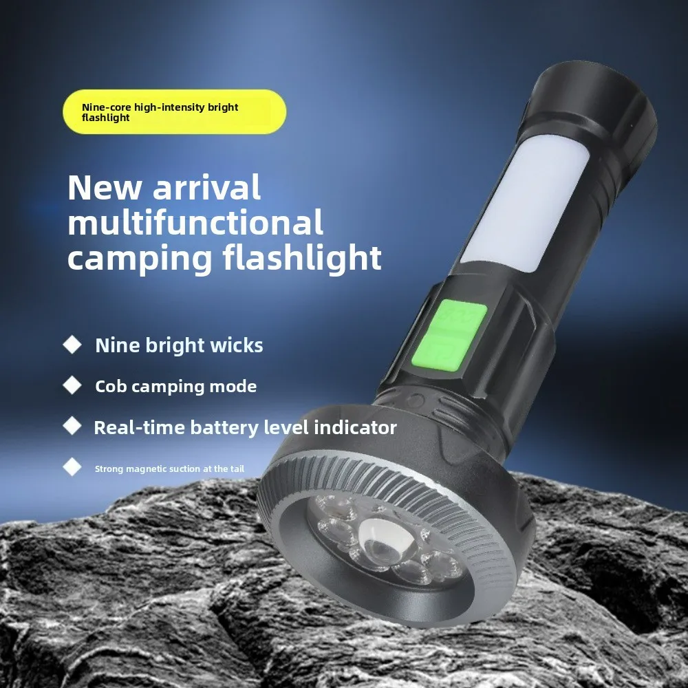 Multifunctional LED Flashlight Portable High Brightness USB Rechargeable with Side COB Light for Home And Outdoor Lighting