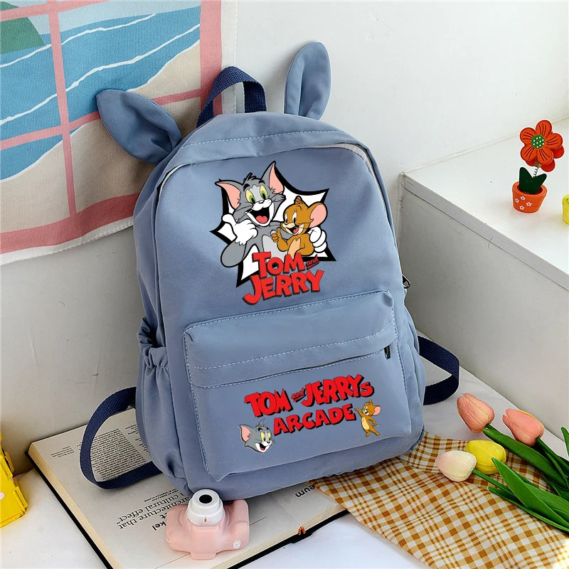 Sac d'école mignon Tom et Jerry, sac à dos pour étudiants, sac à dos imprimé dessin animé pour adolescents, sac à dos de grande capacité, sac à livres, cadeau, nouveau
