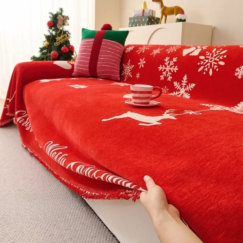New Christmas Sofa Towels with A Festive Atmosphere All Inclusive Snow Neil Festive Skin-friendly and Soft Home Furnishings