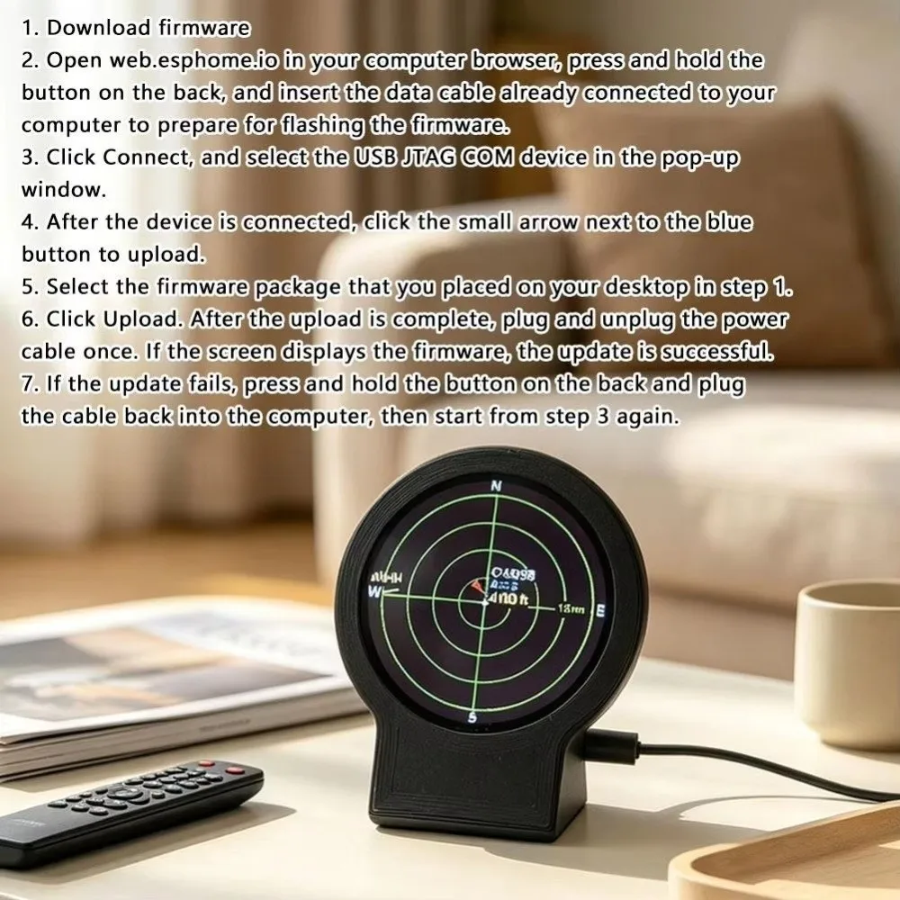 3D Printed Case Flight Tracker Gadget Sonar Grid Screen Real-Time Display Desk Radar Display USB Powered ADS-B Flight Tracker