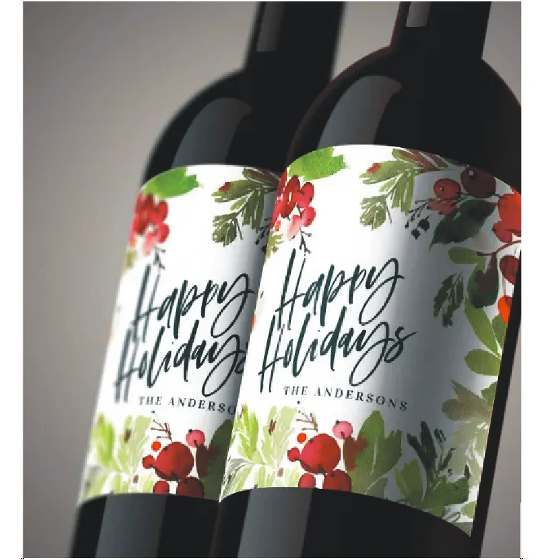 

Pampas Grass Design Wine Bottle Wraps Sticker Customize Labels Any Text Occasion Personalise Baptism Birthday Pvc Waterproof Sti