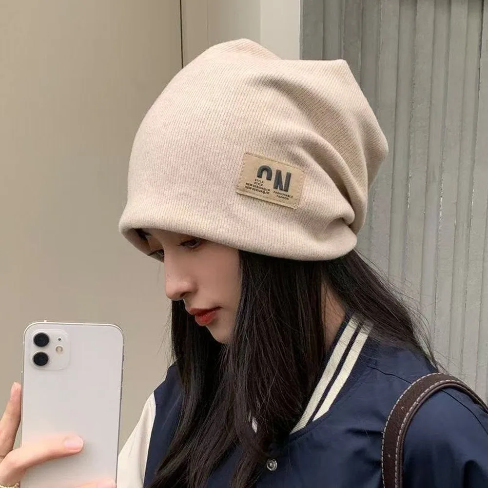Womens Knitting Beanies Hat For Autumn Winter Large Size Head Circumference Covering Stretch Ladies Cap
