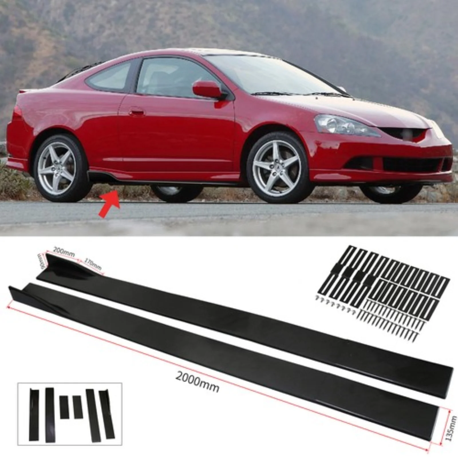 

78.7'' Side Skirt Rocker Extension Rocker Panel Lip For Acura RSX Type-S 2002-2006