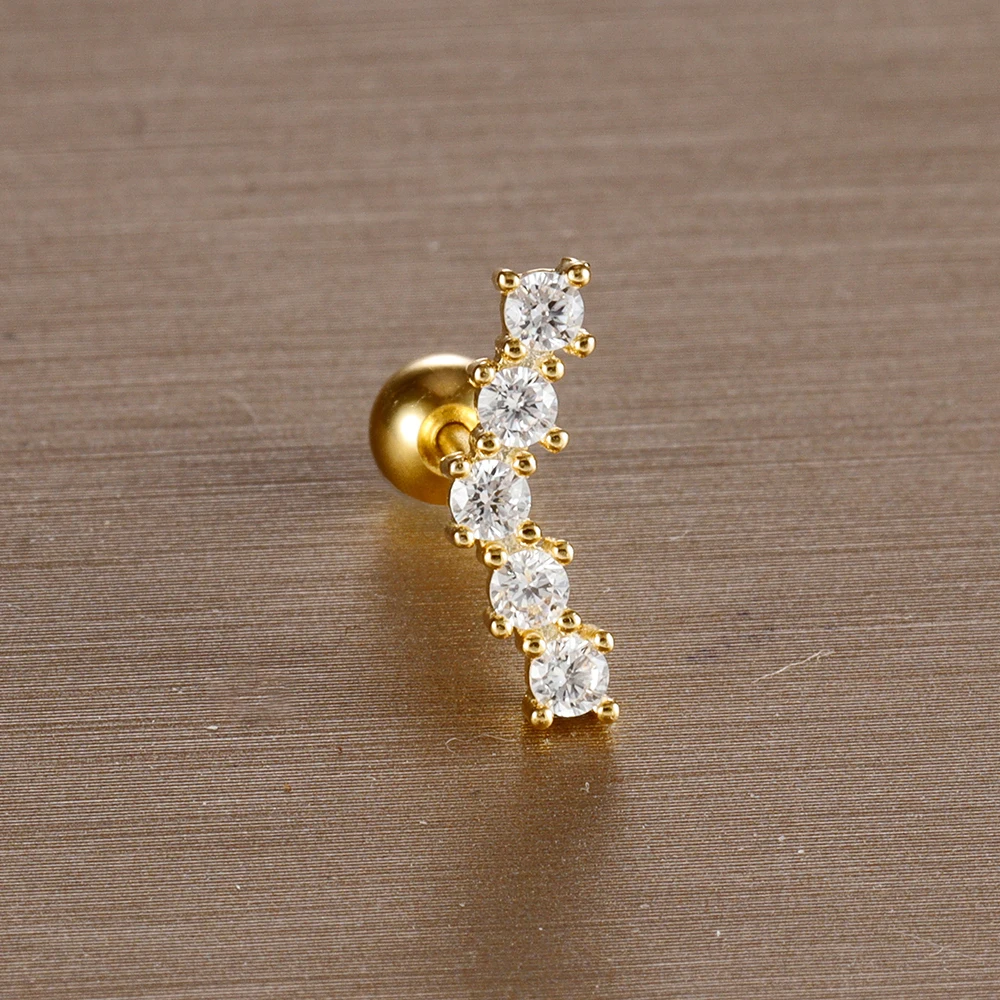 Mini Zircon Cartilage Piercing Stud Earring, 6 Styles